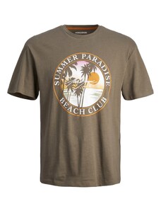 JACK & JONES Тениска 'OWEN SUMMER' тъмносиво / оранжево / бяло