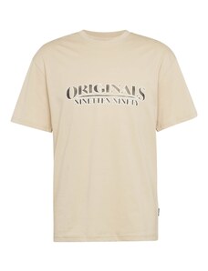 JACK & JONES Тениска 'GRAND' бежово / черно / бяло