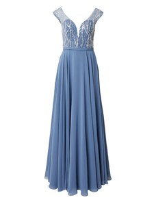 LUXUAR Вечерна рокля опушено синьо / бяло