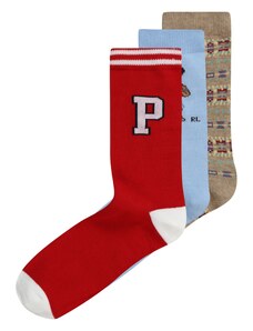 Polo Ralph Lauren Къси чорапи светлосиньо / таупе сиво / червено / бяло