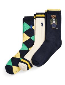 Polo Ralph Lauren Къси чорапи 'AIP BOYBEAR' бежово / нейви синьо / жълто / зелено