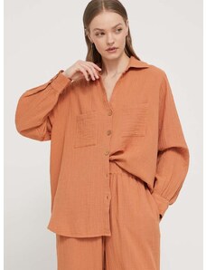 Памучна риза Billabong Swell дамска в оранжево със свободна кройка с класическа яка ABJWT00487