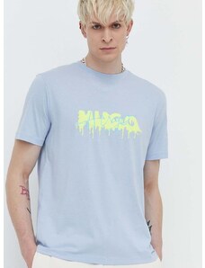 Памучна тениска HUGO в синьо с принт 50515282