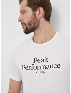 Памучна тениска Peak Performance в бяло с принт