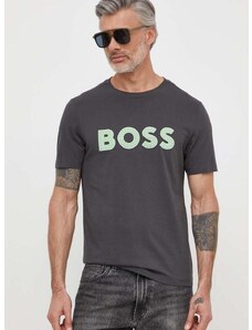 Памучна тениска Boss Green в сиво с принт 50512866
