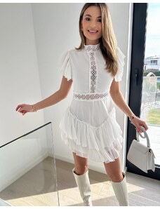 Creative Кокетна къса дамска рокля в бяло - код 23980