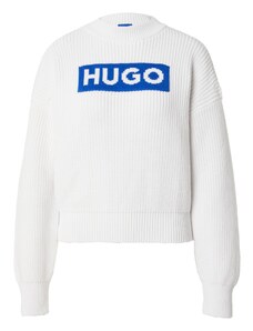 HUGO Пуловер 'Sloger' синьо / бяло