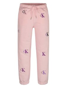 Детски спортен панталон Calvin Klein Jeans в розово с десен