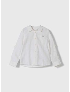 Детска риза с лен Guess в бяло