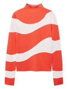 MANGO Пуловер 'Piruleta' оранжево-червено / бяло