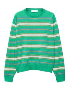 MANGO Пуловер 'Malbo' нейви синьо / кафяво / нефритено зелено / бяло