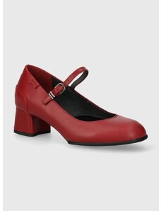 Кожени обувки с дебел ток Camper Katie в червено с дебел ток K200694.009