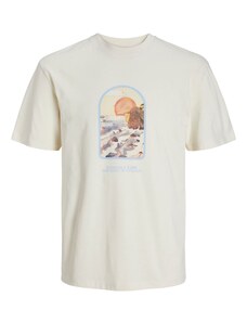 JACK & JONES Тениска 'Tampa' кремаво / синьо / светлосиньо / оранжево