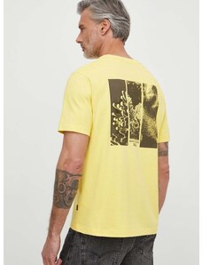 Памучна тениска Boss Orange в жълто с принт 50515357