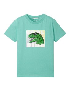 TOM TAILOR Тениска зелено / мента / черно / бяло