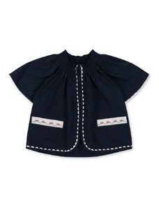 Детска памучна блуза Konges Sløjd в тъмносиньо с апликация