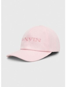 Памучна шапка с козирка Lanvin в розово с апликация 6LBAST.U7652