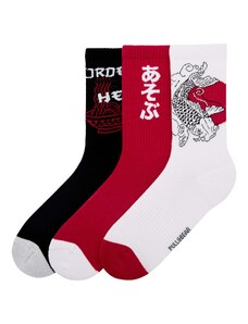 Pull&Bear Къси чорапи огнено червено / черно / бяло