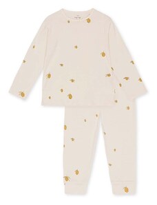 Детска памучна пижама Konges Sløjd в бежово с десен