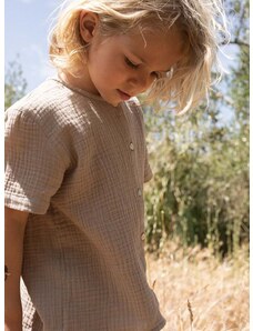 Детска памучна риза Konges Sløjd в бежово