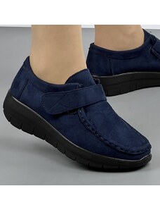 Genzona Тъмносини обувки от еко велур 5708-6k blue