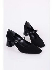 Shoeberry Women's Rylee Black Suede Casual Heel Shoes
