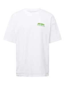 EDWIN Тениска 'Gardening Services' зелено / бяло