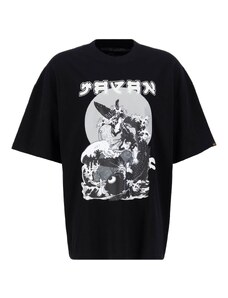ALPHA INDUSTRIES Тениска 'Japan Warrior' сиво / черно / бяло