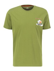 ALPHA INDUSTRIES Тениска зелено / бяло
