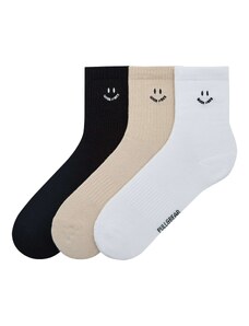 Pull&Bear Къси чорапи бежово / черно / бяло