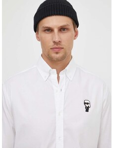 Риза Karl Lagerfeld мъжка в бяло със стандартна кройка с яка копче 542600.605911