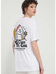 Памучна тениска On Vacation Mi Casa в бяло с принт OVC T149