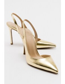 LuviShoes TWINE Women's Metallic Gold Heels