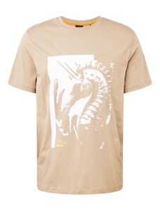 BOSS Orange Тениска 'Sea_horse' светлокафяво / бяло