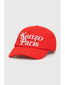 Памучна шапка с козирка Kenzo в червено с апликация FE58AC511F42.21