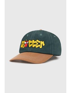 Памучна шапка с козирка Butter Goods Big Apple 6 Panel Cap в зелено с апликация BGQ1246702