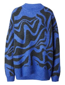 Monki Пуловер синьо меланж / черен меланж