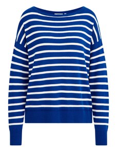 WE Fashion Пуловер кобалтово синьо / бяло