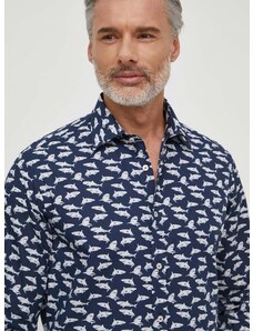 Памучна риза Paul&Shark мъжка в тъмносиньо със стандартна кройка с класическа яка 24413017CF