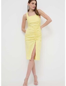 Дънкова рокля Karl Lagerfeld в жълто къса с кройка по тялото