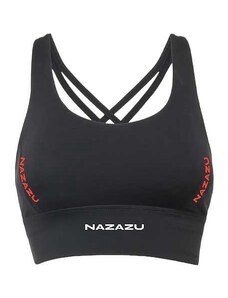 NAZAZU Дамски спортен сутиен с красив гръб от дишаща материя в черен цвят - NZZ 7011