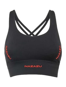 NAZAZU Дамски спортен сутиен с красив гръб от дишаща материя в черен цвят - NZZ 7010