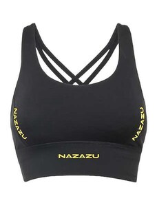 NAZAZU Дамски спортен сутиен с красив гръб от дишаща материя в черен цвят - NZZ 7009