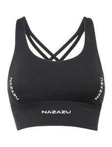 NAZAZU Дамски спортен сутиен с красив гръб от дишаща материя в черен цвят - NZZ 7018