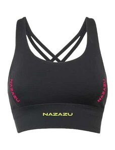 NAZAZU Дамски спортен сутиен с красив гръб от дишаща материя в черен цвят - NZZ 7016