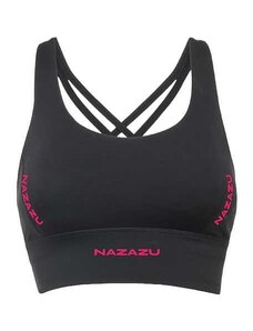 NAZAZU Дамски спортен сутиен с красив гръб от дишаща материя в черен цвят - NZZ 7015