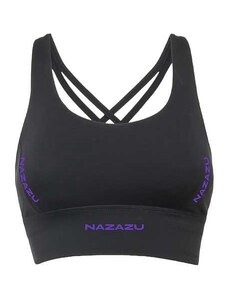 NAZAZU Дамски спортен сутиен с красив гръб от дишаща материя в черен цвят - NZZ 7014