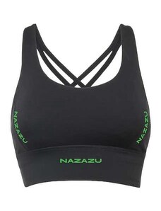 NAZAZU Дамски спортен сутиен с красив гръб от дишаща материя в черен цвят - NZZ 7013