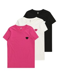 KIDS ONLY Тениска 'JESSIE' тъмнорозово / черно / мръсно бяло