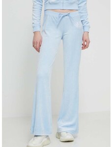 Кадифен спортен панталон Juicy Couture в синьо с апликация